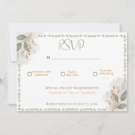 Cartão de Resposta de Casamento Elegante com Flore