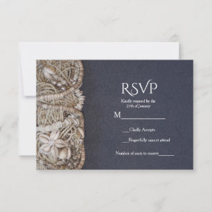 Cartão de Resposta de Casamento Elegante Conchas P