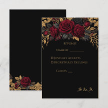 Cartão de Resposta de Casamento Elegante Dark Goth