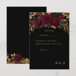 Cartão de Resposta de Casamento Elegante Dark Goth