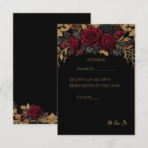 Cartão de Resposta de Casamento Elegante Dark Goth