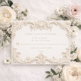 Cartão de Resposta de Casamento Elegante de Marfim