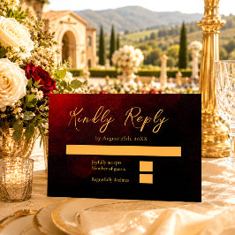 Cartão de Resposta de Casamento Elegante Dourado,
