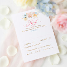 Cartão de Resposta de Casamento Elegante e Caprich