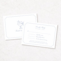 Cartão de Resposta de Casamento Elegante em Azul c