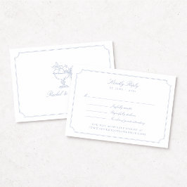 Cartão de Resposta de Casamento Elegante em Azul c