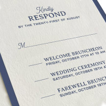Cartão de Resposta de Casamento Elegante em Letter