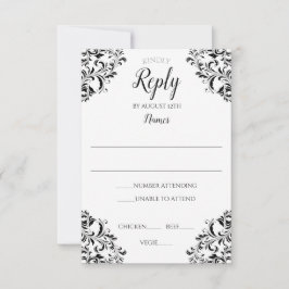 Cartão de Resposta de Casamento Elegante | Nadine