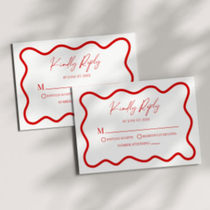 Cartão de Resposta de Casamento Elegante Ondulado 