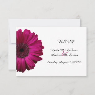 Cartão de Resposta de Casamento Elegante Rosa Gerb