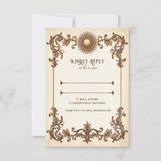 Cartão de Resposta de Casamento Elegante RSVP Anti (Frente)