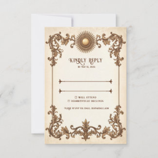 Cartão de Resposta de Casamento Elegante RSVP Anti