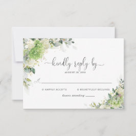 Cartão de Resposta de Casamento Elegantes Hortênsi