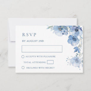 Cartão de Resposta de Casamento em Aquarela Azul