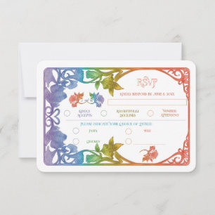 Cartão de Resposta de Casamento em Aquarela com Co