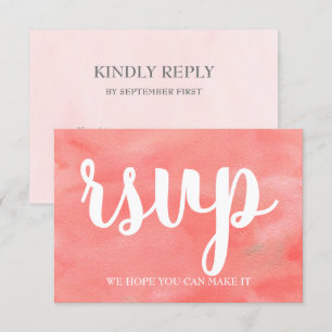 Cartão de Resposta de Casamento em Aquarela Coral 