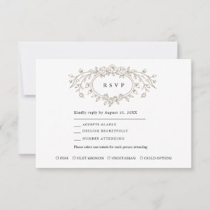 Cartão de Resposta de Casamento em Arte Linear Flo