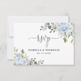 Cartão de Resposta de Casamento em Azul Empoeirado