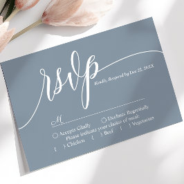Cartão de Resposta de Casamento em Azul Empoeirado