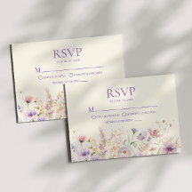 Cartão de Resposta de Casamento em Campo de Flores
