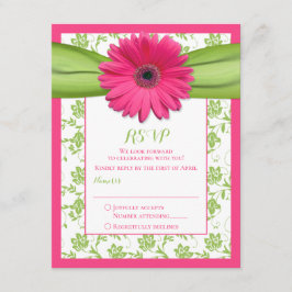 Cartão de Resposta de Casamento em Damásco Floral 