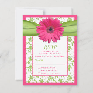 Cartão de Resposta de Casamento em Damasco Floral 