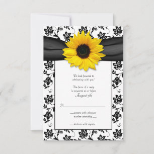 Cartão de Resposta de Casamento em Damasco Floral 
