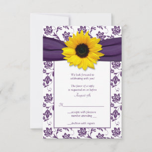 Cartão de Resposta de Casamento em Damasco Floral