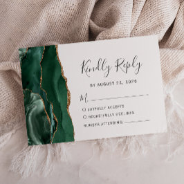 Cartão de Resposta de Casamento em Esmeralda Verde