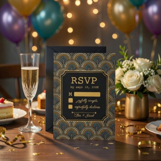 Cartão de Resposta de Casamento em Estilo Bordado  (Criador carregado)