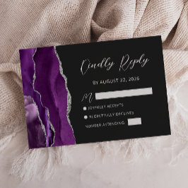 Cartão de Resposta de Casamento em Letra de Ágata