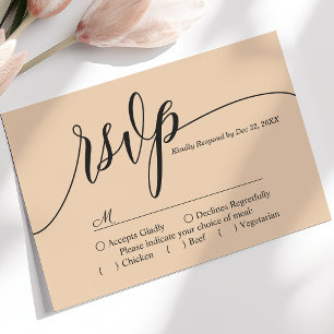 Cartão de Resposta de Casamento em Letra Simples P
