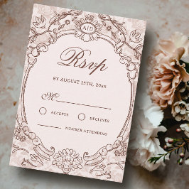 Cartão de Resposta de Casamento em Moldura Clássic