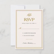 Cartão de Resposta de Casamento em Ouro Minimalist