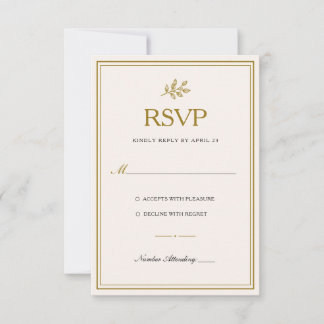 Cartão de Resposta de Casamento em Ouro Minimalist