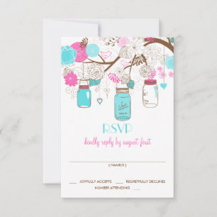 Cartão de Resposta de Casamento em Potes de Pedra 