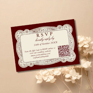 Cartão de Resposta de Casamento em Renda Vintage B