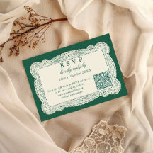 Cartão de Resposta de Casamento em Renda Vintage E