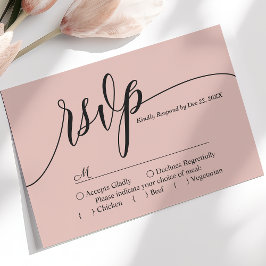 Cartão de Resposta de Casamento em Rosa Coral Maci