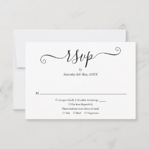 Cartão de Resposta de Casamento em Script Elegante