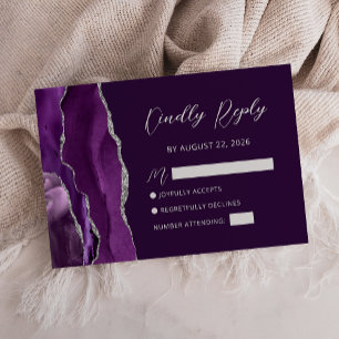 Cartão de Resposta de Casamento em Script Prata co
