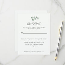 Cartão de Resposta de Casamento em Verde Salvia Eu