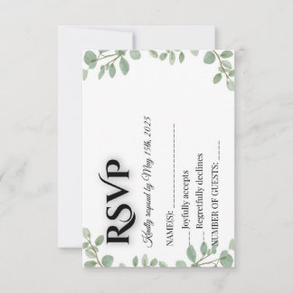 Cartão de Resposta de Casamento em Verde Salvia Eu