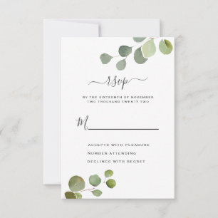 Cartão de Resposta de Casamento Eucalyptus Russo c