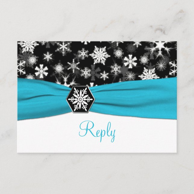 Cartão de Resposta de Casamento Flocos de Neve Pre (Frente)