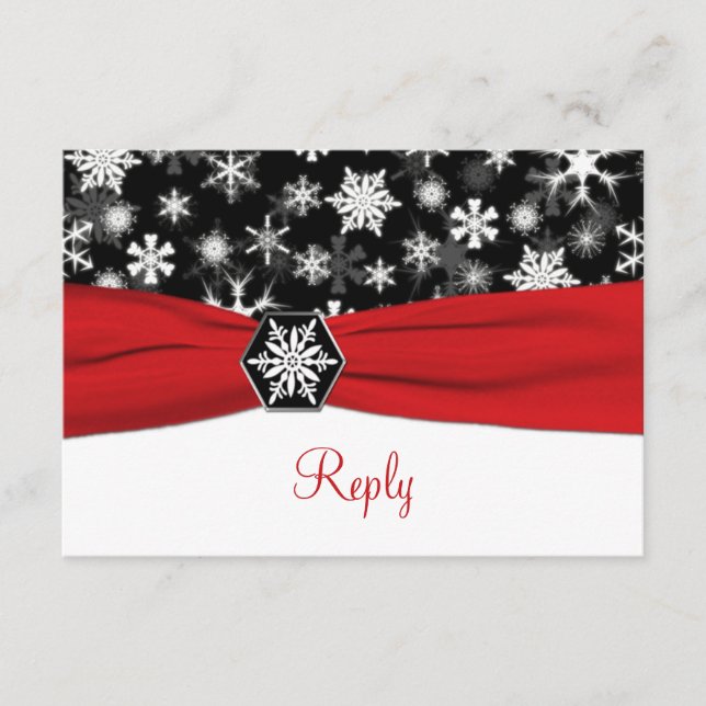 Cartão de Resposta de Casamento Flocos de Neve Pre (Frente)