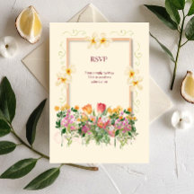 Cartão de Resposta de Casamento Flor de Campo Flor