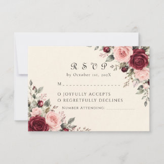 Cartão de Resposta de Casamento Flor de Rosa Borgo