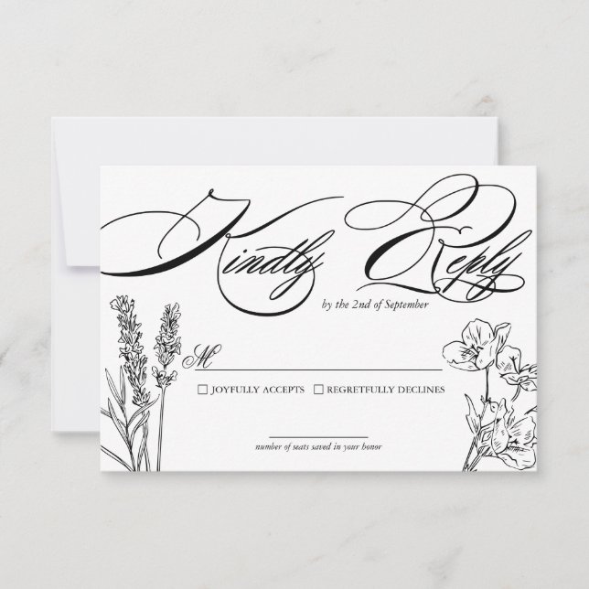 Cartão de Resposta de Casamento Flor Silvestre Ele (Frente)