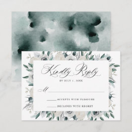 Cartão de Resposta de Casamento Floral Anêmonas Br